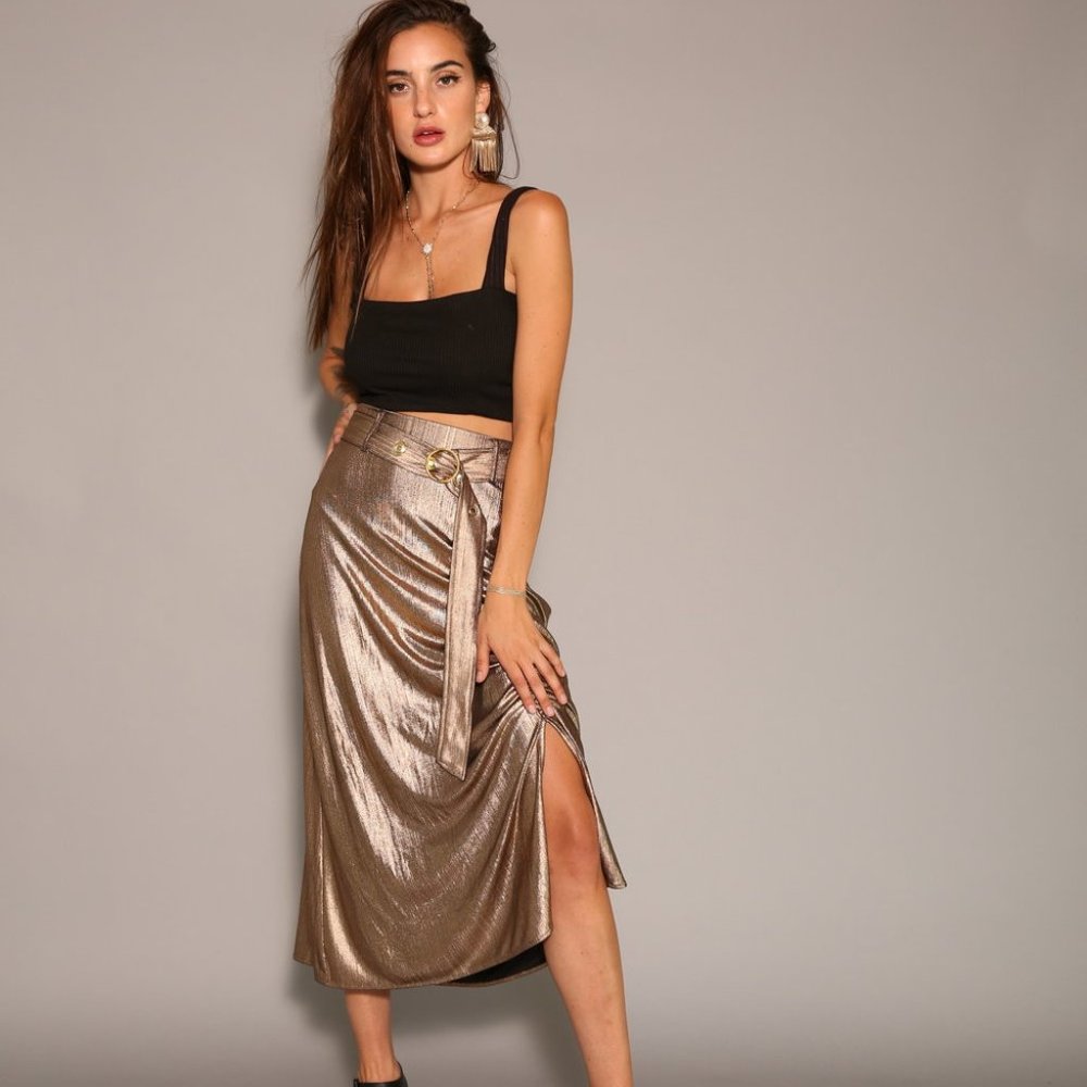 S - EastnWest Label Viola Midi Skirt